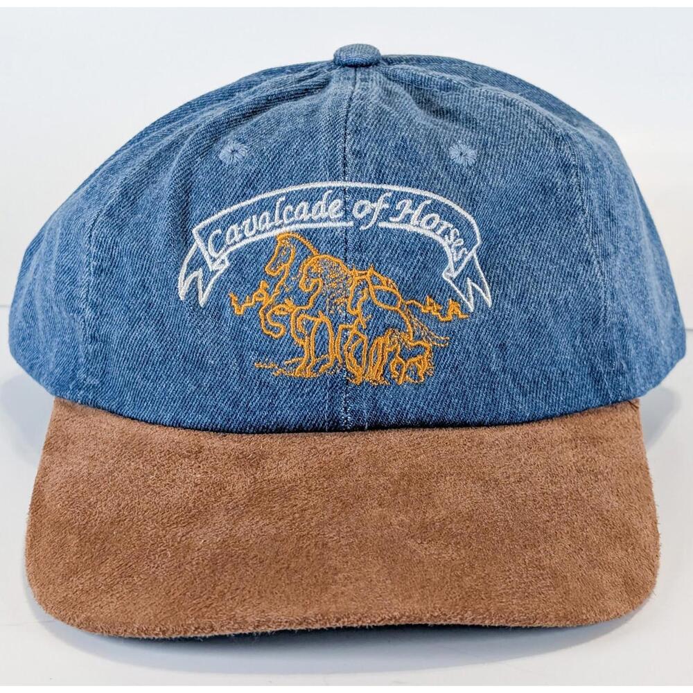 Vintage LA County Fair Cavalcade of Horses Denim Suede Strapback Hat KC